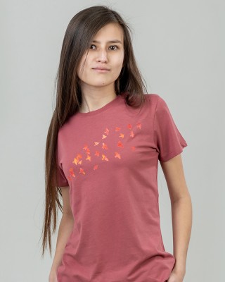 Футболка жіноча Пташки в небі рожева - 02758 Футболка жіноча Пташки в небі рожева - 02758