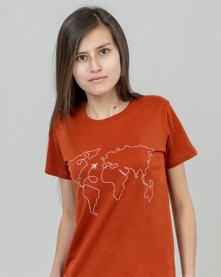 Футболка жіноча World Map теракотовий - 02758