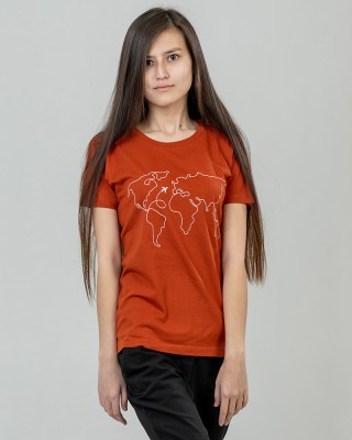Футболка жіноча World Map теракотовий - 02758
