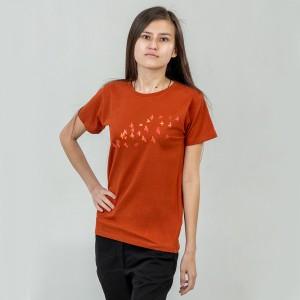 Футболка жіноча Пташки в небі теракотова - 02758 Футболка жіноча Пташки в небі теракотова - 02758