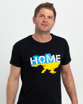 Футболка чоловіча з великою картою України Home чорна - 03565
