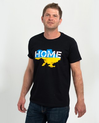 Футболка чоловіча з великою картою України Home чорна - 03565