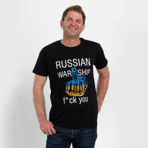 Футболка чоловіча Russian war ship чорна - 03565 Футболка чоловіча Russian war ship чорна - 03565