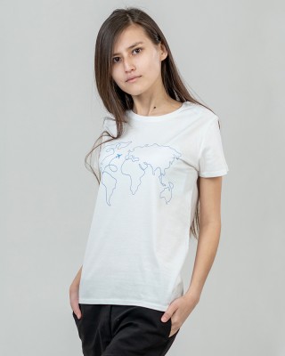 Футболка жіноча World Map біла - 03579102/104 - 03579