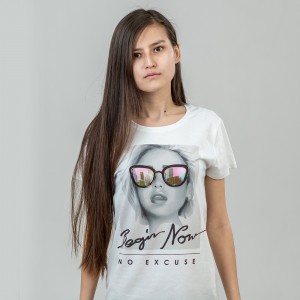 Футболка жіноча Begin Now біла - 03579 Футболка жіноча Begin Now біла - 03579