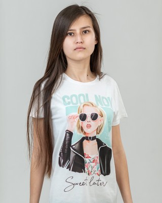 Футболка жіноча Cool Now біла - 03579 Футболка жіноча Cool Now біла - 03579