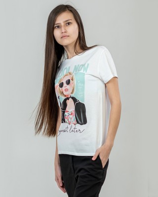 Футболка жіноча Cool Now біла - 03579 Футболка жіноча Cool Now біла - 03579