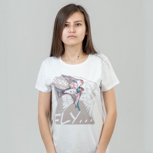 Футболка жіноча Born To Fly біла - 03579 Футболка жіноча Born To Fly біла - 03579