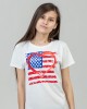 Футболка жіноча Американський прапор біла - 03579