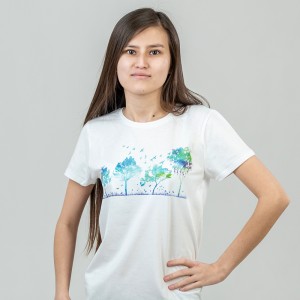 Футболка жіноча Пташки і Метелики біла - 03579 Футболка жіноча Пташки і Метелики біла - 03579