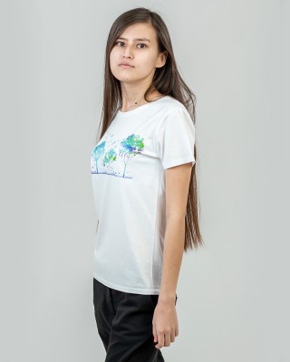 Футболка жіноча Пташки і Метелики біла - 03579 Футболка жіноча Пташки і Метелики біла - 03579