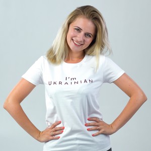 Футболка жіноча I'm Ukrainian біла - 03579 Футболка жіноча I'm Ukrainian біла - 03579