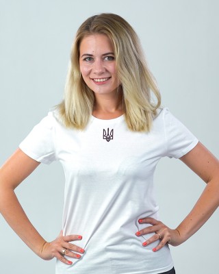 Футболка біла жіноча з Тризубом  - 03579 Футболка біла жіноча з Тризубом  - 03579