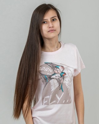 Футболка жіноча Born To Fly блідо-рожевa - 03581 Футболка жіноча Born To Fly блідо-рожевa - 03581