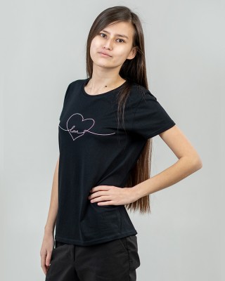 Футболка жіноча HEART чорна - 03581 Футболка жіноча HEART чорна - 03581