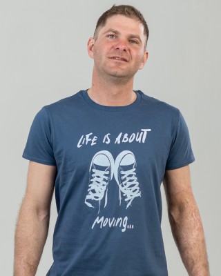 Футболка чоловіча Life is Moving джинс - 03582 Футболка чоловіча Life is Moving джинс - 03582