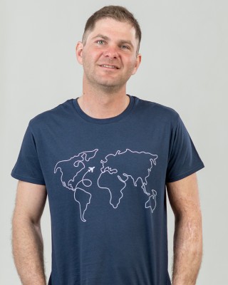 Футболка чоловіча Мапа Світу темно-синя - 03582