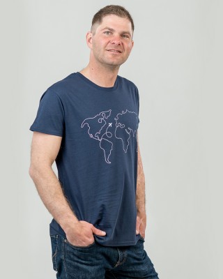 Футболка чоловіча Мапа Світу темно-синя - 03582