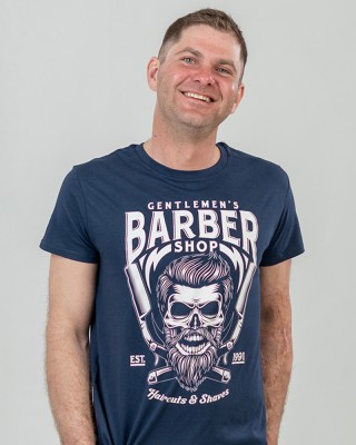 Футболка чоловіча Барбер Шоп темно-синя - 03582
