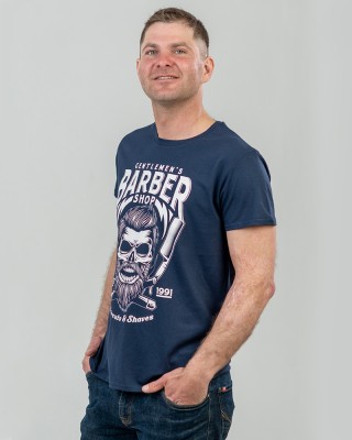 Футболка чоловіча Барбер Шоп темно-синя - 03582