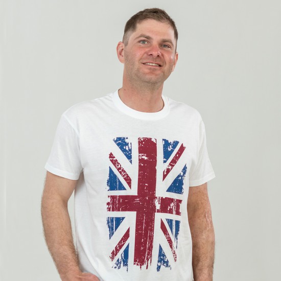 Футболка чоловіча Британський прапор біла - 11380