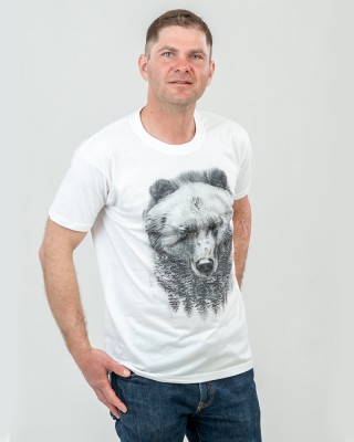 Футболка чоловіча Ведмідь біла - 11380