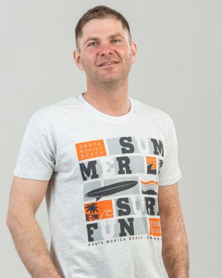 Футболка чоловіча Summer Surf світло-меланжева - 11380 Футболка чоловіча Summer Surf світло-меланжева - 11380