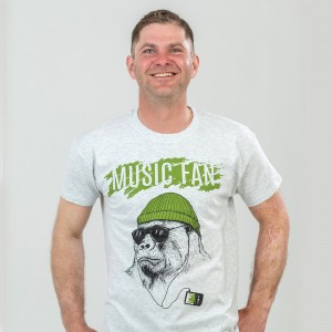 Футболка чоловіча Music Fan Горила світло-меланжева - 11380 Футболка чоловіча Music Fan Горила світло-меланжева - 11380
