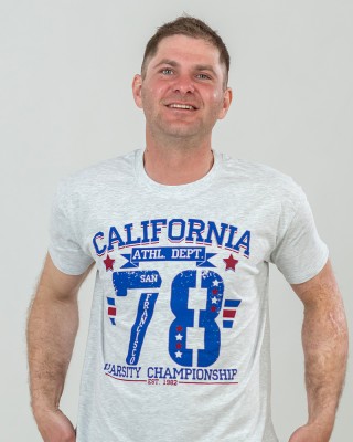 Футболка чоловіча California78 світло-меланжева - 11380 Футболка чоловіча California78 світло-меланжева - 11380