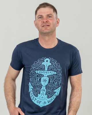 Футболка чоловіча Якір темно-синя - 11380