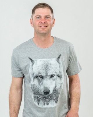 Футболка чоловіча Вовк темно-меланжева - 11380 Футболка чоловіча Вовк темно-меланжева - 11380
