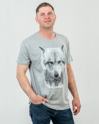 Футболка чоловіча Вовк темно-меланжева - 11380 Футболка чоловіча Вовк темно-меланжева - 11380