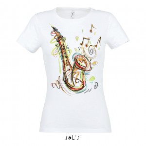 Футболка жіноча Саксофон біла - 11386 Футболка жіноча Саксофон біла - 11386