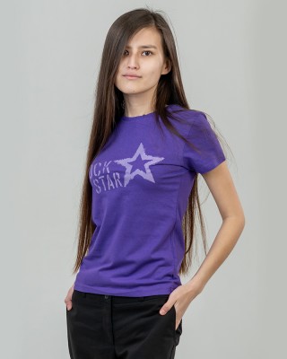 Футболка жіноча Rock Star темно-фіолетова - 11386 Футболка жіноча Rock Star темно-фіолетова - 11386