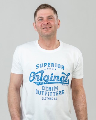 Футболка чоловіча Original Denim біла - 11500