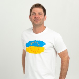 Футболка чоловіча Прапор UA&EU біла - 11500 Футболка чоловіча Прапор UA&EU біла - 11500