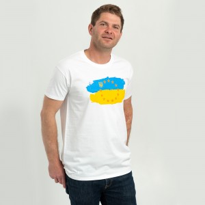 Футболка чоловіча Прапор UA&EU біла - 11500 Футболка чоловіча Прапор UA&EU біла - 11500