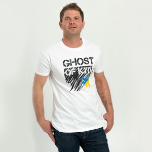 Футболка чоловіча Ghost of Kyiv біла - 11500 Футболка чоловіча Ghost of Kyiv біла - 11500