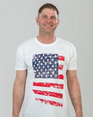 Футболка чоловіча Американський прапор біла - 11500
