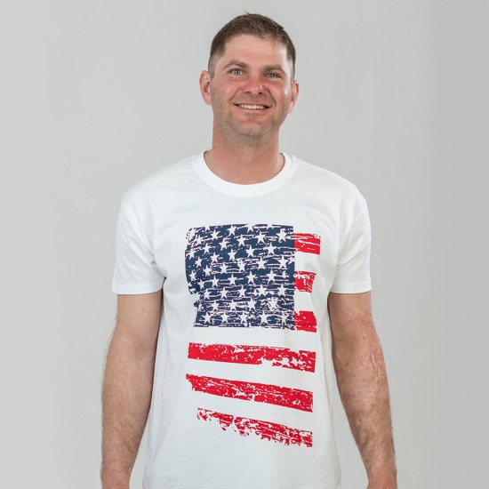 Футболка чоловіча Американський прапор біла - 11500