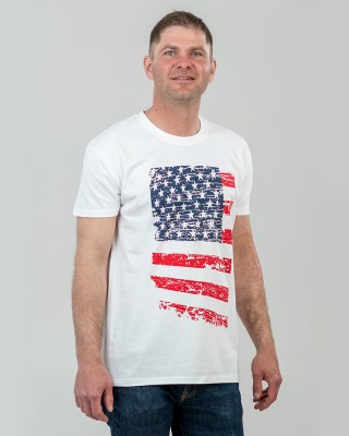 Футболка чоловіча Американський прапор біла - 11500