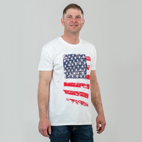 Футболка чоловіча Американський прапор біла - 11500