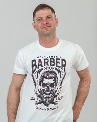 Футболка чоловіча Барбер Шоп біла - 11500