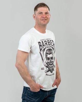 Футболка чоловіча Барбер Шоп біла - 11500
