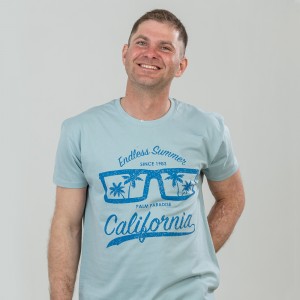 Футболка чоловіча California сіро-блакитна - 11500 Футболка чоловіча California сіро-блакитна - 11500