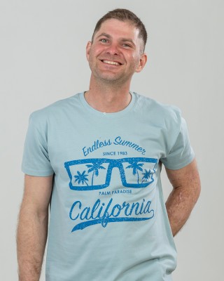 Футболка чоловіча California сіро-блакитна - 11500 Футболка чоловіча California сіро-блакитна - 11500