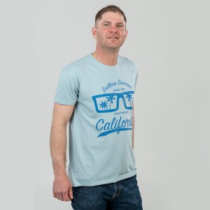 Футболка чоловіча California сіро-блакитна - 11500 Футболка чоловіча California сіро-блакитна - 11500