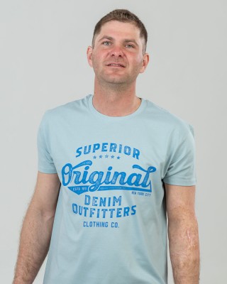 Футболка чоловіча Original Denim сіро-блакитна - 11500