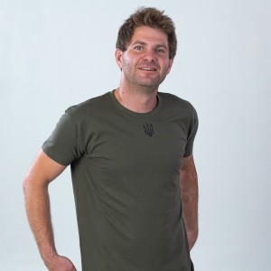 Футболка хакі з Тризубом чоловіча - 11500 Футболка хакі з Тризубом чоловіча - 11500