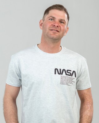 Футболка чоловіча Nasa Worm світло-меланжева - 11500